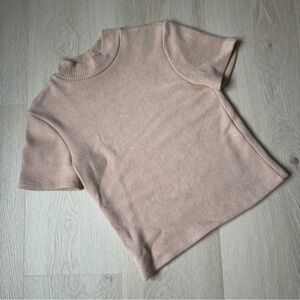 Zara Women's Tan Short Sleeve Sweatshirt